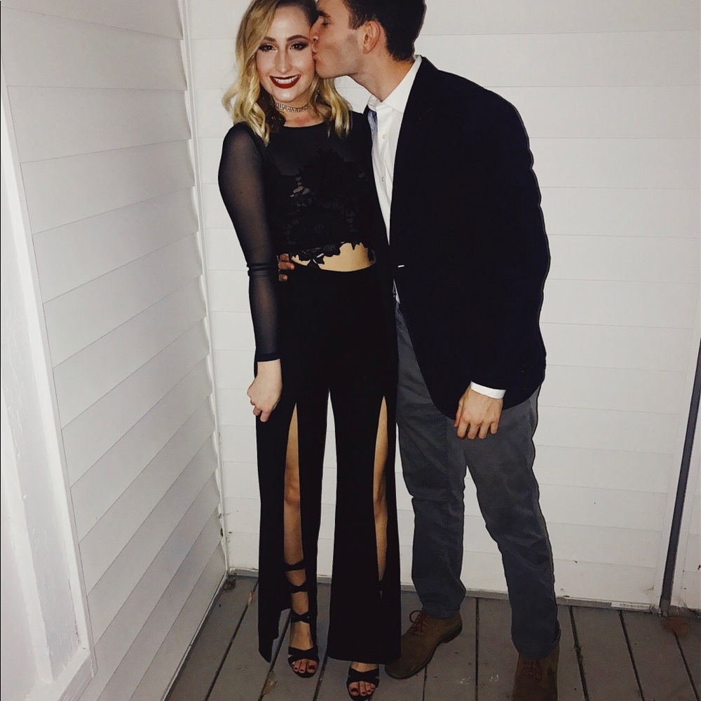 Windsor black front split pants size small